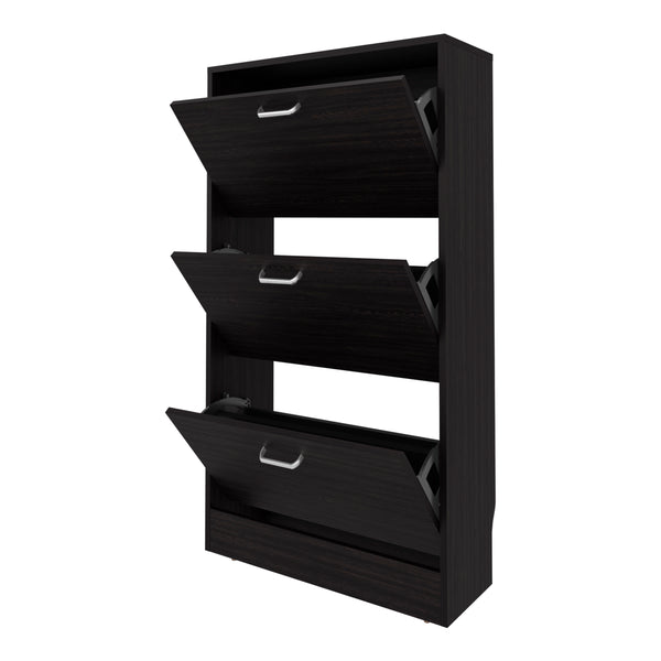English Elm PIECES Slim Vertical Shoe Rack with 3 Flip-Down Compartments, Scratch-Resistant Melamine, Modern Organizer Wenge 50 L x 24 W x 6 H B128P387074