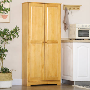 English Elm Homcom 67" Pinewood Pantry Cabinet With Adjustable Shelves & Soft-Close Doors For Kitchen Storage W2225P229422
