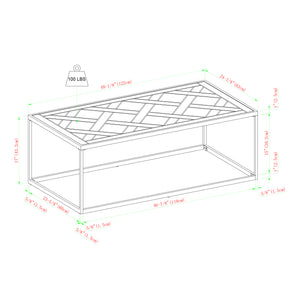 English Elm Walker Edison - Contemporary Parquet-Top Rectangle Coffee Table in Brown MDF with Powder-Coated Steel Frame, Modern B185P169025