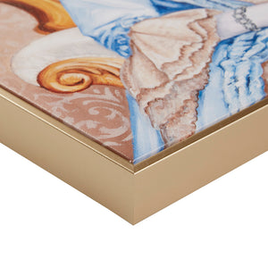 JLA Home Madison Park - Bohemian Framed Canvas Art — Whimsical Cat Portrait by Carol Lew with Embossed Gold Frame, 16.5x20.5" Queen Bridger ID95C-0044