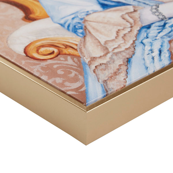 JLA Home Madison Park - Bohemian Framed Canvas Art — Whimsical Cat Portrait by Carol Lew with Embossed Gold Frame, 16.5x20.5" Queen Bridger ID95C-0044