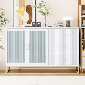 English Elm Murphy Queen Wall Bed with Frosted Glass Cabinet Facade Gold Legs Pine Frame White N820S00028K