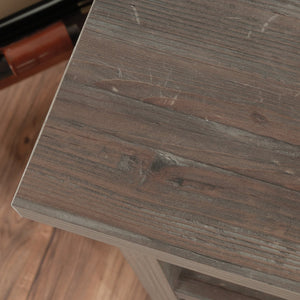 English Elm File Credenza Brown Finish with Adjustable Shelf, Durable Engineered Wood, Black Metal Accents, Spacious Storage B356P367839