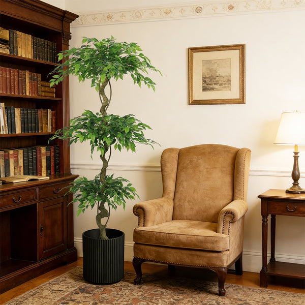 English Elm 6ft Artificial Ficus Banyan Tree Silk Foliage Realistic Trunk Indoor Decor W2945P458732