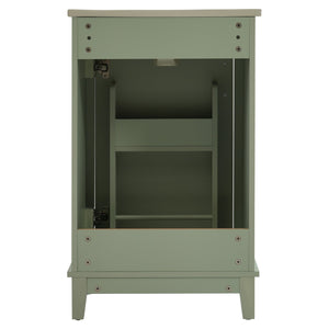 English Elm 20 Inch Modern Small Bathroom Vanity Cabinet With Ceramic Basin, Space-Saving Storage & Soft-Close Door Green N729P170386F