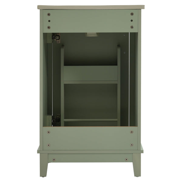 English Elm 20 Inch Modern Small Bathroom Vanity Cabinet With Ceramic Basin, Space-Saving Storage & Soft-Close Door Green N729P170386F