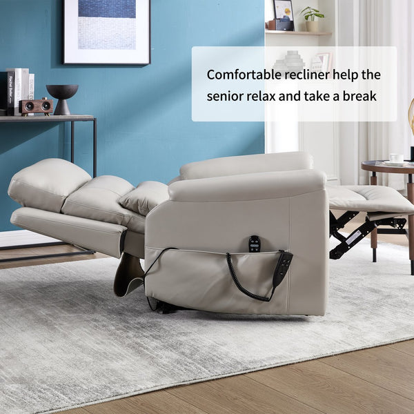 English Elm Dual Motor Power Lift Recliner with Massage Heat and 350 Lb Leatherair Support W3224S00023