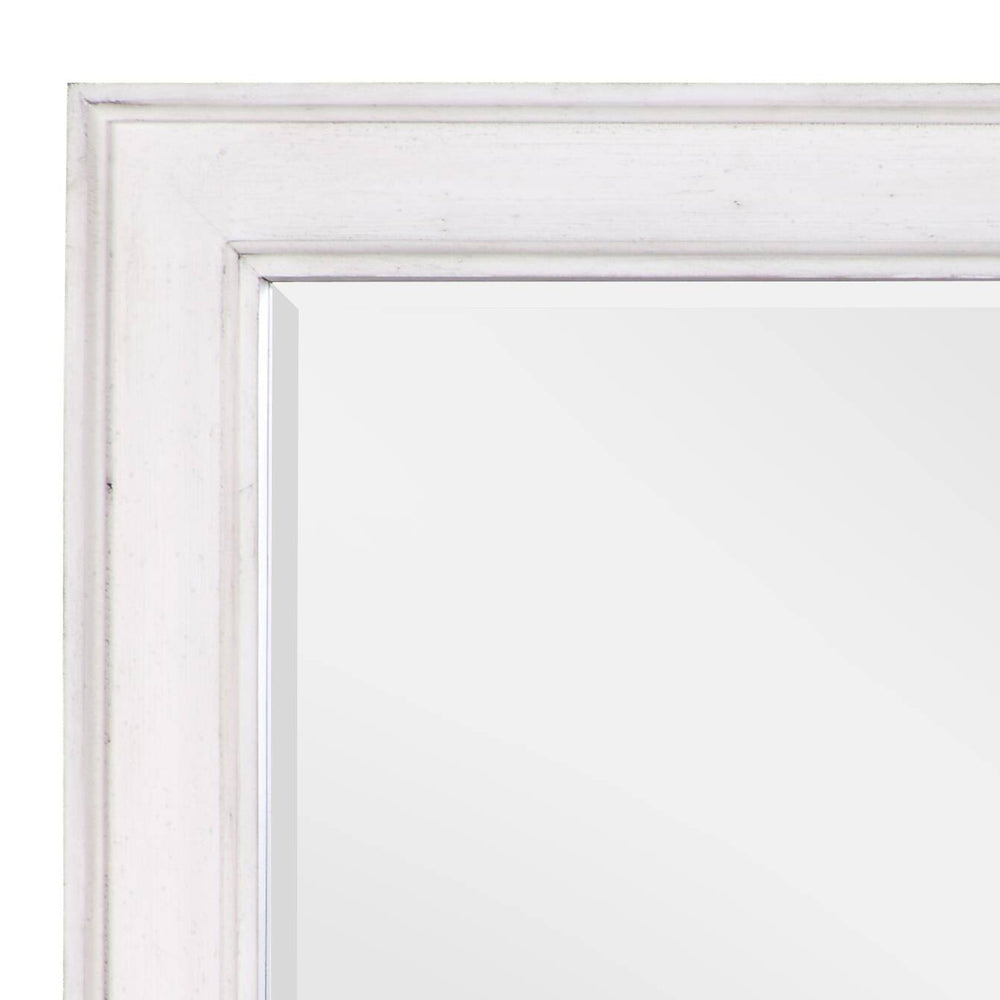 English Elm Katia Weathered White Finish Mirror with 1" Beveled Edge — Transitional Wood Frame, Durable Elegance B2726P248051