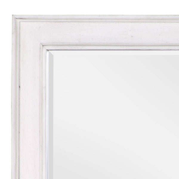 English Elm Katia Weathered White Finish Mirror with 1" Beveled Edge — Transitional Wood Frame, Durable Elegance B2726P248051