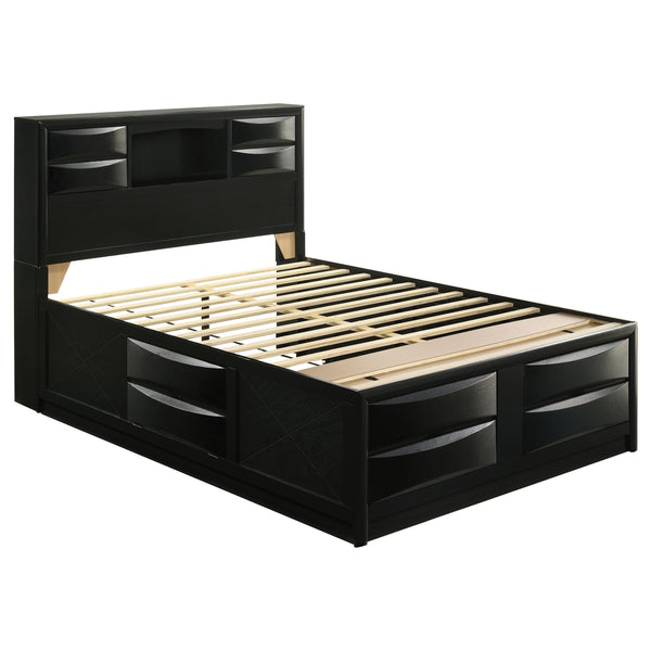 English Elm Roxbury Mid-century California King Bedroom Set with Walnut Veneer and Tufted Headboard B062S00783