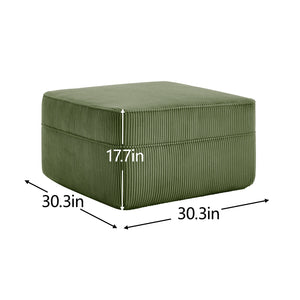 English Elm Martha Corduroy Cloud Ottoman Plush Foam Seating for Modular Living Room Setups Green W3041P353182