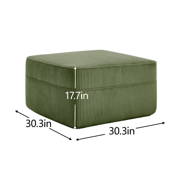 English Elm Martha Corduroy Cloud Ottoman Plush Foam Seating for Modular Living Room Setups Green W3041P353182