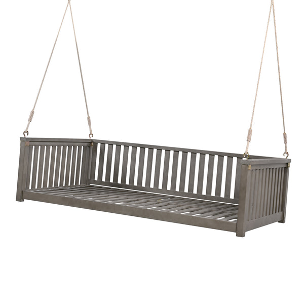 English Elm Topmax Acacia Wood Porch Swing Bed Sloped Frame Outdoor Lounger for Backyard Patio Gray WF319383AAE
