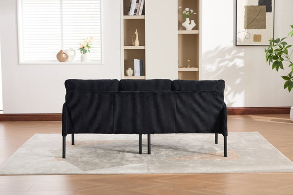 English Elm United We Win Corduroy Loveseat Plush Ergonomic Sofa with Spring Support Metal Legs Black W1568P410053