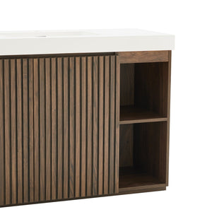 English Elm Grace Floating Walnut Vanity with Solid Surface Sink and Soft Close Storage Drawers Walnut Brown W1865S00224