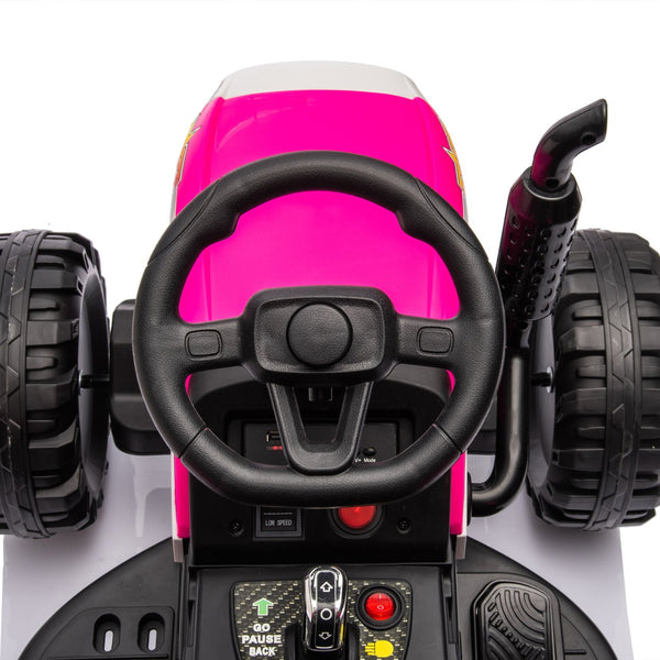 English Elm Ride on Electric Tractor Toy with Trailer 24v 400w Dual Motors Remote Control Led Red W1578P193902