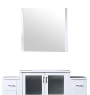 English Elm White Bath Vanity 60 in with Side Cabinets, Soft-Close Drawers, Ceramic Scratch-Resistant Top & Mirror B2731S00960