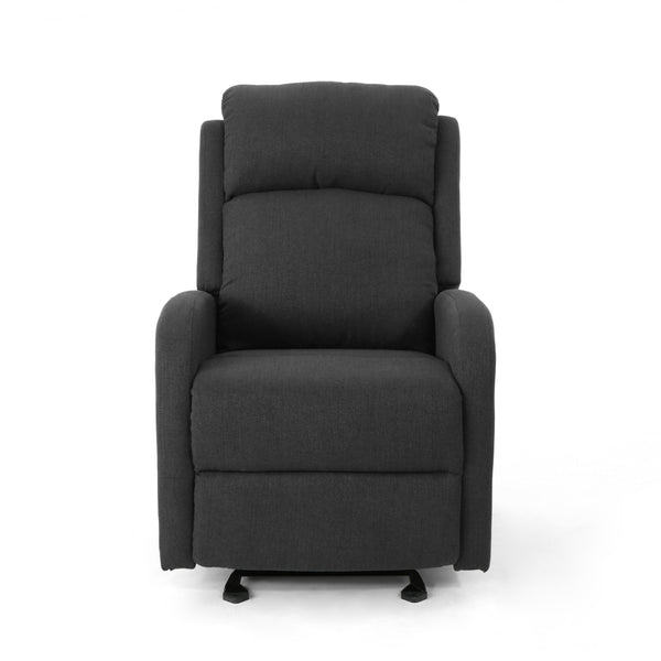 English Elm Christopher Knight Home® - 25" Plush Waterfall Backrest Manual Rocker Recliner with Curved Arms and Smooth Lever Recline Dark Gray 62805.00DGRY