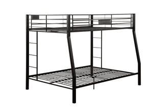 English Elm Limbra Sandy Finish Twin XL/Queen Bunk Bed with Metal Frame, Built-In Ladder, Full Guard Rail Durable Black 63 L x 19 W x 7 H B2726S00313