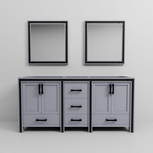 English Elm Dark Grey Double Bath Vanity Set With Mirrors - 72" W Storage Solution For Modern Bathrooms B2731S00584