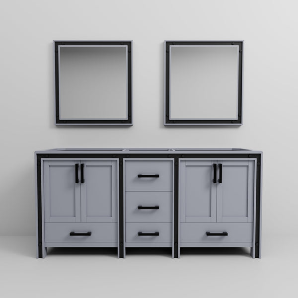 English Elm Dark Grey Double Bath Vanity Set With Mirrors - 72" W Storage Solution For Modern Bathrooms B2731S00584