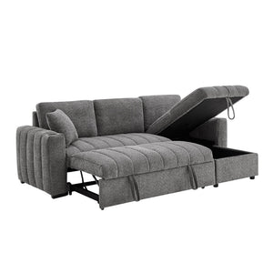 English Elm Noemi Gray Chenille Sleeper Sectional with Storage Chaise and Usb Charging Ports B2749S00274