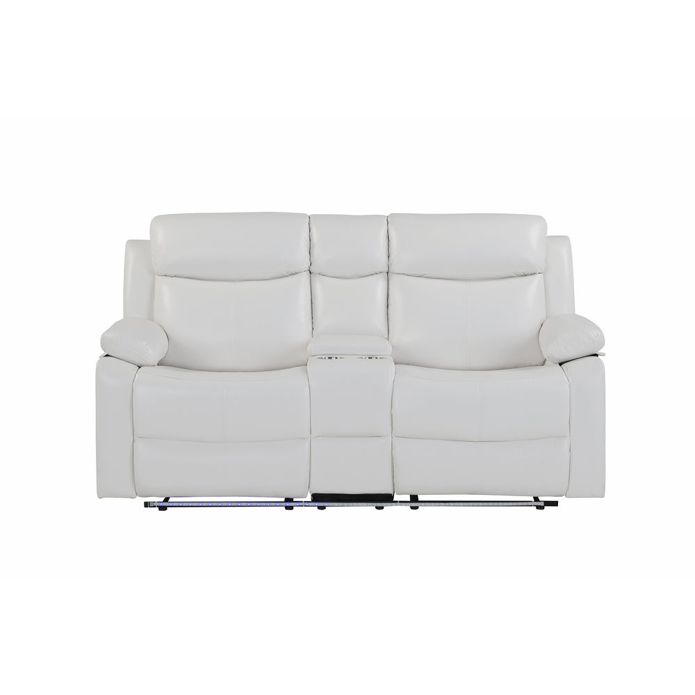 English Elm Blanche Reclining Loveseat with Led Ambient Lighting Speakers and Center Console B201P391843