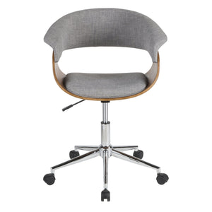 English Elm Task Chair with Chrome Five Star Base Grey Fabric Seat for Modern Home Office Use B202P474198