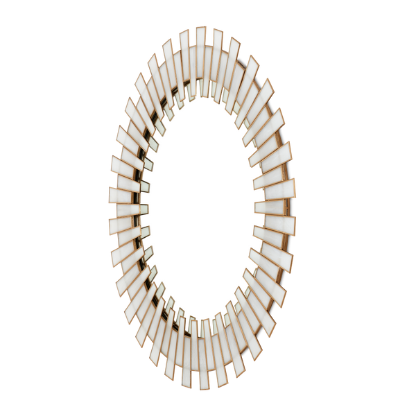 Glasdele Round Mirror - Elegant Antique Brass Edging with Frosted Glass, Perfect for Contemporary Spaces