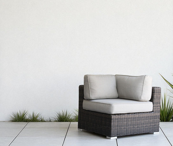 English Elm Minnesota Wicker Sectional Corner Chair - Cozy, Weather-Resistant Outdoor Seating With Plush Cushions B120P233845