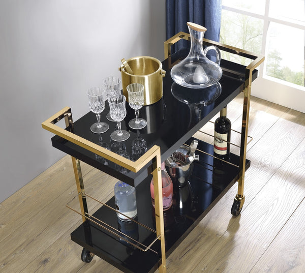 OSP Home Furnishings Alios Serving Cart Black/Gold