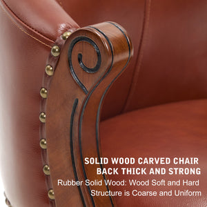 English Elm Adjustabel Cow-Top Leather Wooden Bar Stool with 360° Swivel, Adjustable 26" Seat Height, Brown Backrest W2195P331498