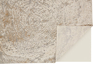 Feizy Rugs Parker Abstract Distressed Rug - Contemporary Viscose And Polyester Design For Modern Interiors Ivory,Tan,Gray Viscose,Polyester Prk3702fslvivyg00