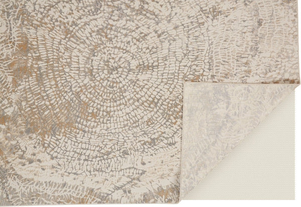 Feizy Rugs Parker Abstract Distressed Rug - Contemporary Viscose And Polyester Design For Modern Interiors Ivory,Tan,Gray Viscose,Polyester Prk3702fslvivyg00