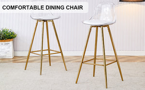 English Elm Modern White+Gold Upholstered Bar Chair with Metal Legs — Compact Water-Resistant PU Seating for Kitchen, Dining, Terrace (Easy Assembly) W1151P154368