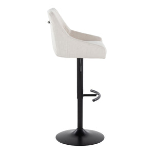 English Elm Adjustable Swivel Barstools Set of 2 Cream Upholstered Seat Black Steel Frame B202S00930
