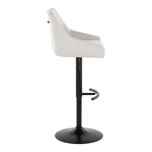 English Elm Adjustable Swivel Barstools Set of 2 Cream Upholstered Seat Black Steel Frame B202S00930