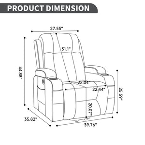 English Elm Beige Pu Leather Power Lift Recliner with Massage Lumbar Heat and Usb Charging Brown W1803S00083