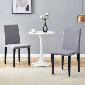 English Elm Two Linen-Cotton Dining Chairs with Sturdy Metal Legs, Breathable Upholstery and Anti-Slip Feet for Comfort and Stability Black,Light Gray W1151P263140
