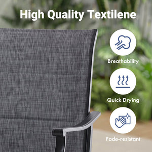 English Elm Outdoor Swivel Patio Dining Chairs Textilene Woven Set for Backyard Entertaining Dark Gray T3623P433702