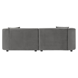 English Elm Christopher Knight Home® - 87" Curved Contemporary Sofa In Grey Velvet: Plush Comfort, Elegant Design, And Durable Quality For Modern Spaces N767P2323857G