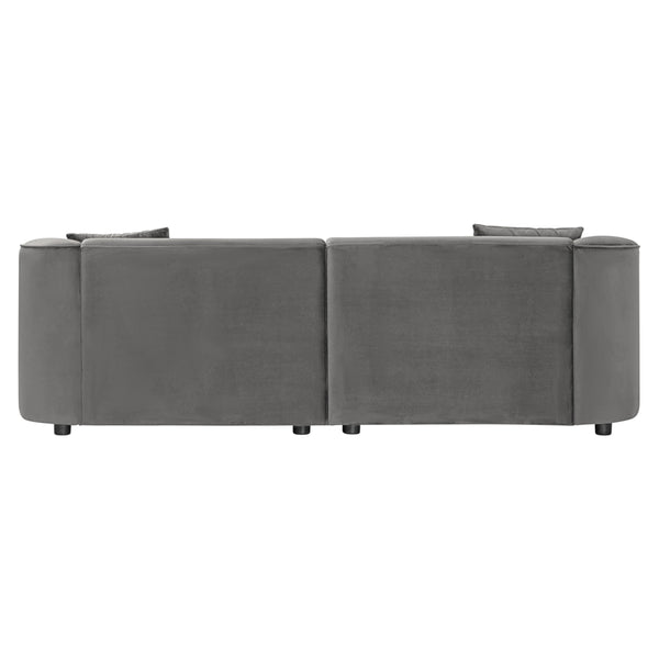 English Elm Christopher Knight Home® - 87" Curved Contemporary Sofa In Grey Velvet: Plush Comfort, Elegant Design, And Durable Quality For Modern Spaces N767P2323857G