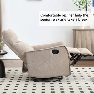 English Elm Heat Massage Rocker Recliner with Swivel Base and Vibrating Nodes for Living Room W1803P251886