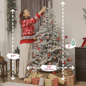 English Elm 6 Ft Frosted Spruce Artificial Christmas Tree with 1207 Snow Dusted Realistic Branches T3971P390218