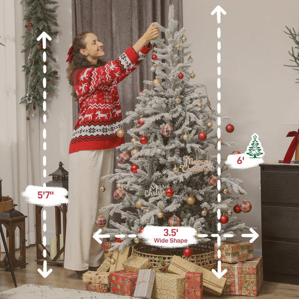 English Elm 6 Ft Frosted Spruce Artificial Christmas Tree with 1207 Snow Dusted Realistic Branches T3971P390218