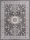 Unique Loom Outdoor Aztec Chalca Machine Made Border Rug Charcoal Gray, Ivory 9' 0" x 12' 0"