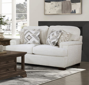 English Elm Modern Orson Cream Chenille Loveseat with Espresso Wood Legs, 4 Accent Pillows, 66" Spacious Comfort B011P256683