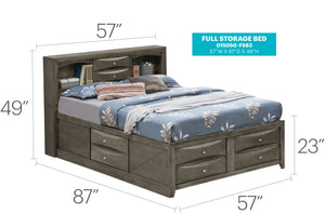 English Elm Sleek Gray Full Storage Bed with Built-In Drawers, Modern Particle Board Design, Durable Support B078S00185