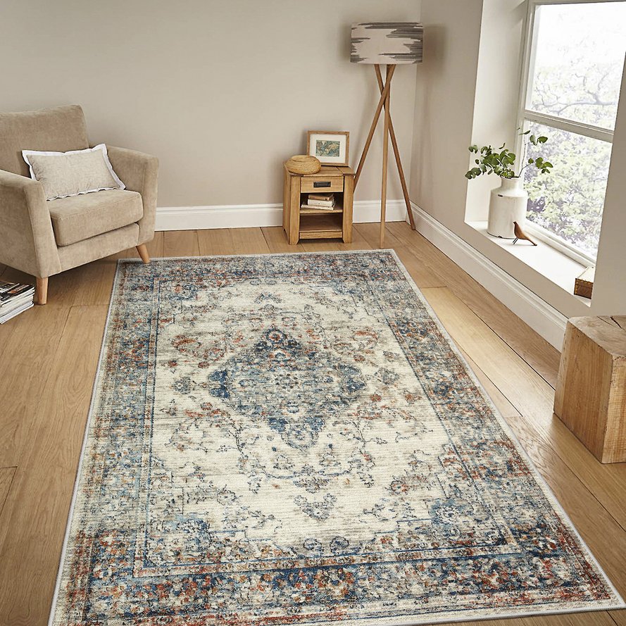 English Elm Area Rug 5X7 Vintage Bohemia Floral Design - Non-Slip, Washable For Living Room & Bedroom Use W2907P265039