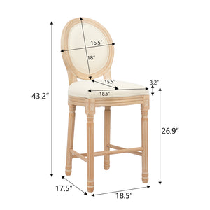 English Elm Hengming French Country Barstools Set Of 2 With Beige Upholstered Seating For Rustic Elegance W212P185979